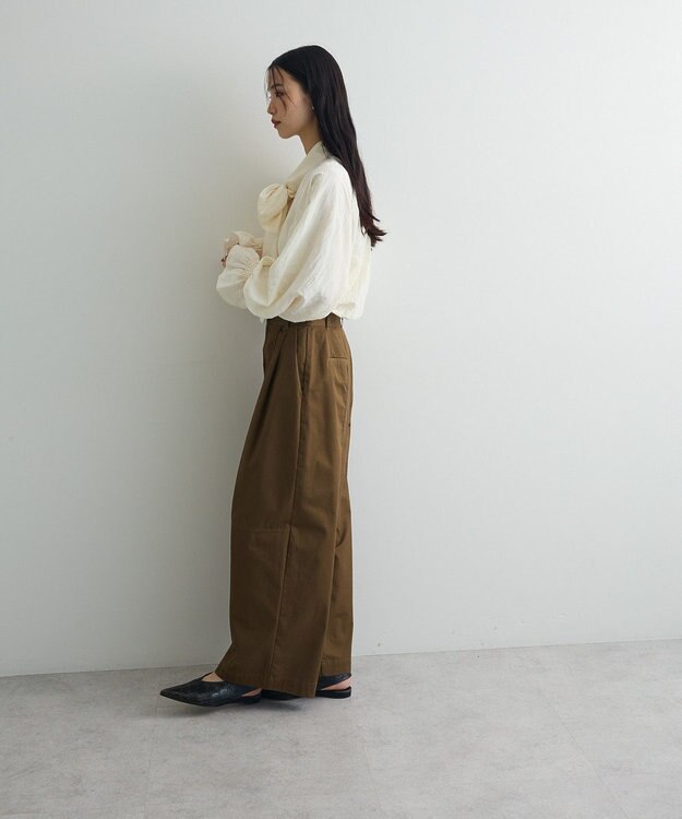 Green Parks ボウタイリボンブラウス Ivory