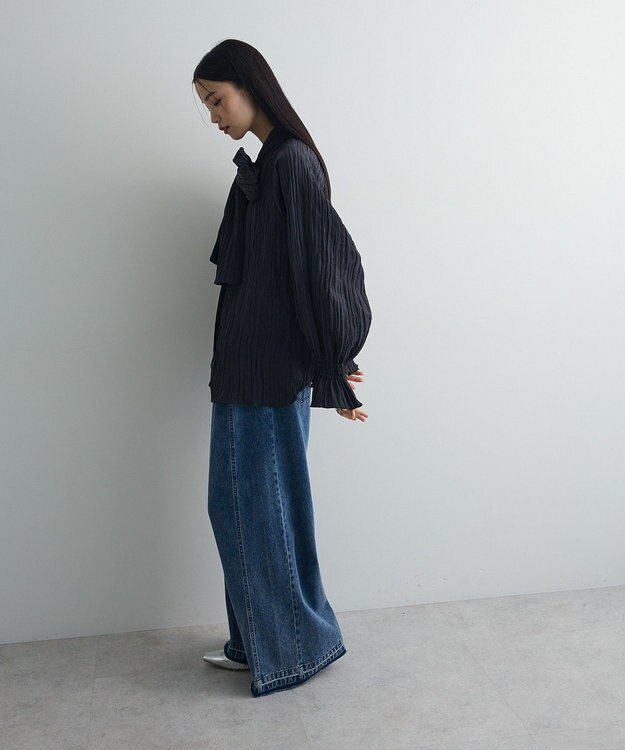 Green Parks ボウタイリボンブラウス Black