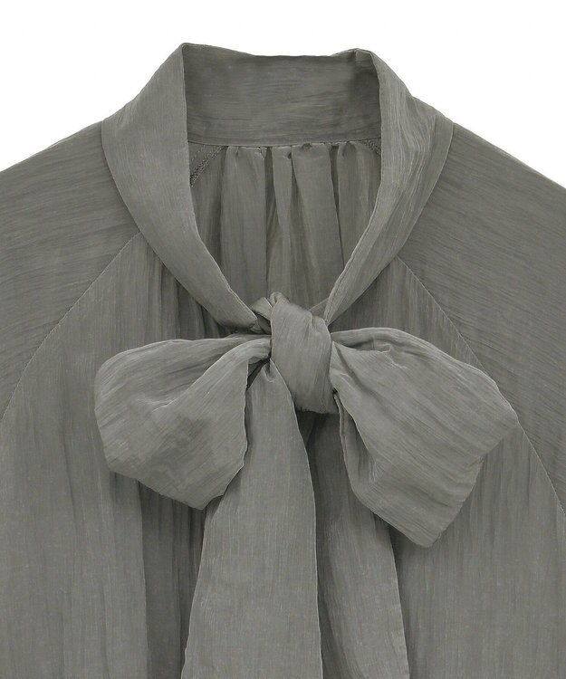Green Parks ボウタイリボンブラウス Charcoal Gray