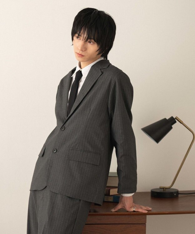 WEGO 【フォーマル/セットアップ対応】シングルテーラードジャケット グレーストライプ