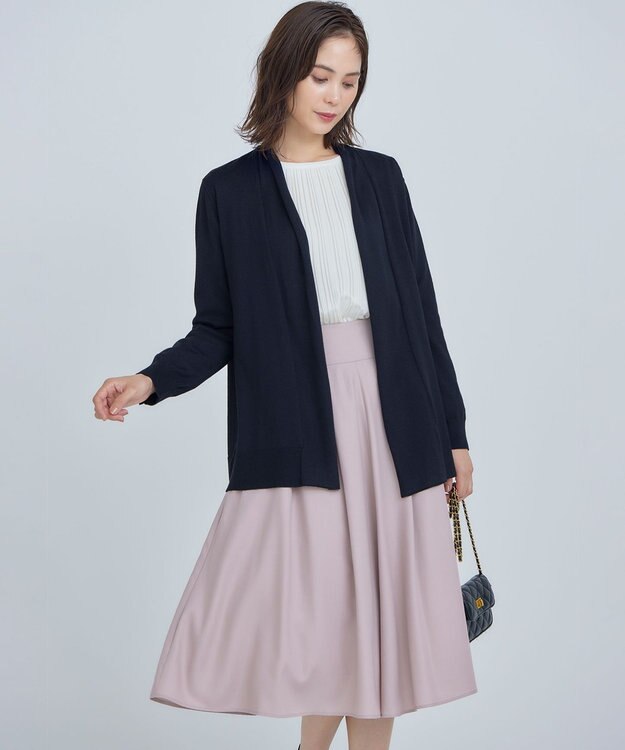 組曲 L 【WEB限定】セミウーステッド ニットカーディガン ブラック系