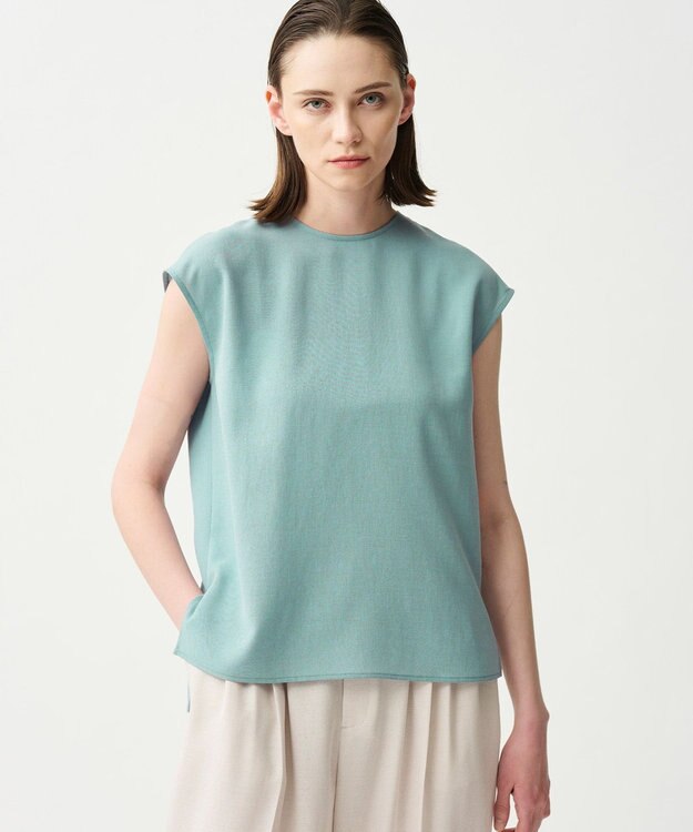 uncrave ドライタッチトロ ノースリーブブラウス アッシュブルー