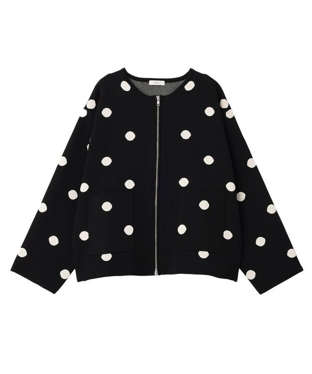 earth music&ecology 【予約】ダブルジップドットカーディガン ドットブラック