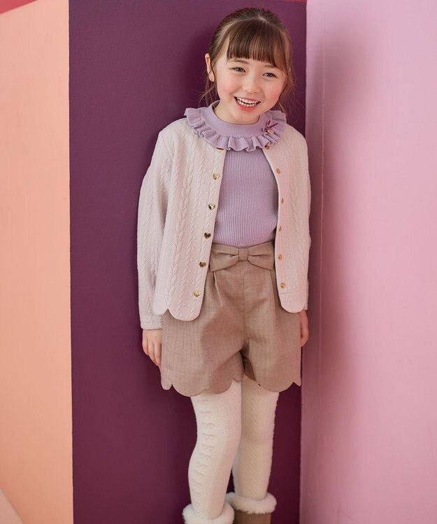 ANY KIDS ミニ丈 へリンボン キュロット ベージュ