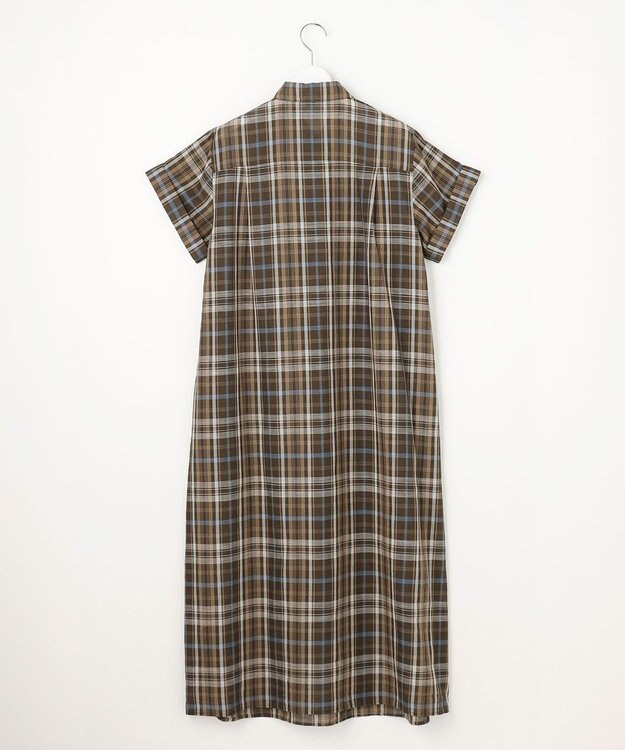 J.PRESS LADIES コットンリネン Light マドラスチェック シャツ ワンピース ブラウン系
