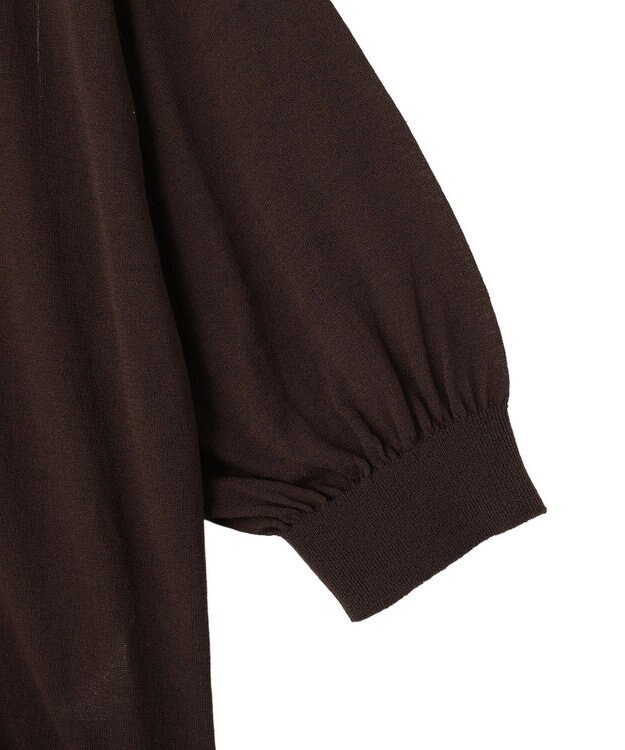 AMERICAN HOLIC 5分袖シアーVネックニットカーディガン Brown
