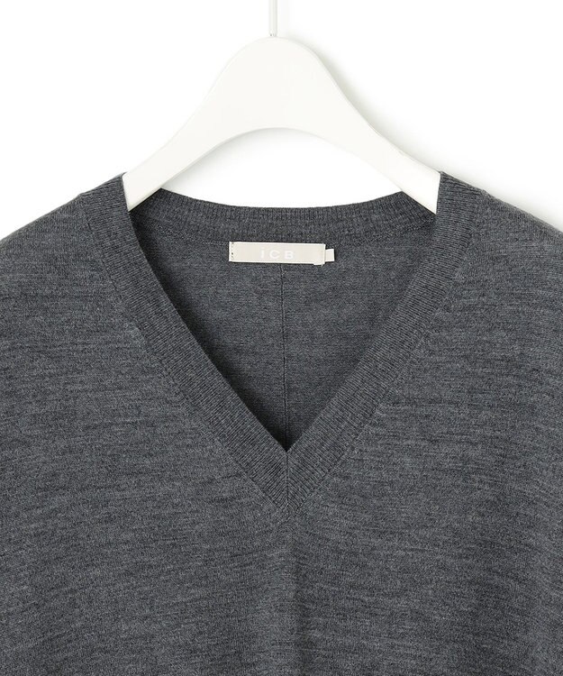 ICB 【洗える】 コンパクトウール Vネックプルオーバー ライトグレー系