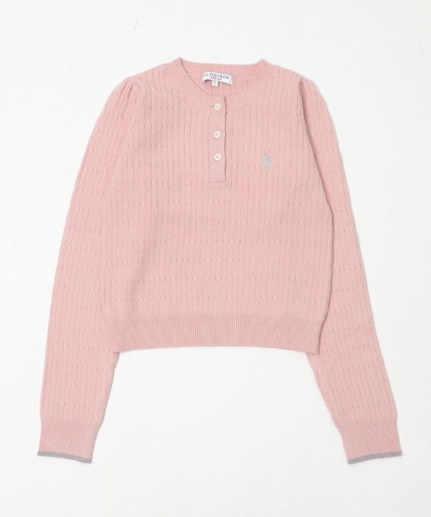 WEGO 【WEB限定/25年秋冬新作】別注USPOLOヘンリーネックニットPO ライトピンク