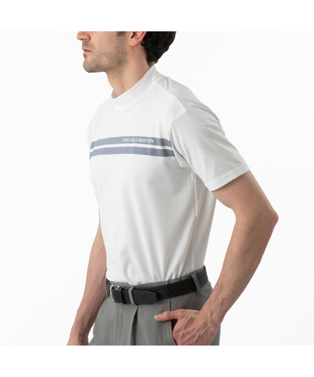 ZERO HALLIBURTON 通気性抜群 コンフォートモックネックTシャツ ZHG-M6S7d 85194 ホワイト