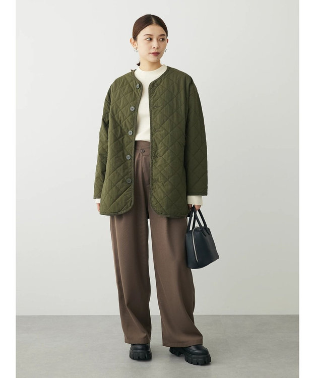 Green Parks キルティングノーカラーブルゾン Khaki