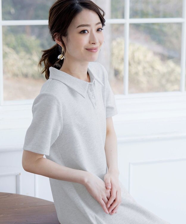 Tiaclasse 【洗える】ポロシャツワンピース グレージュ