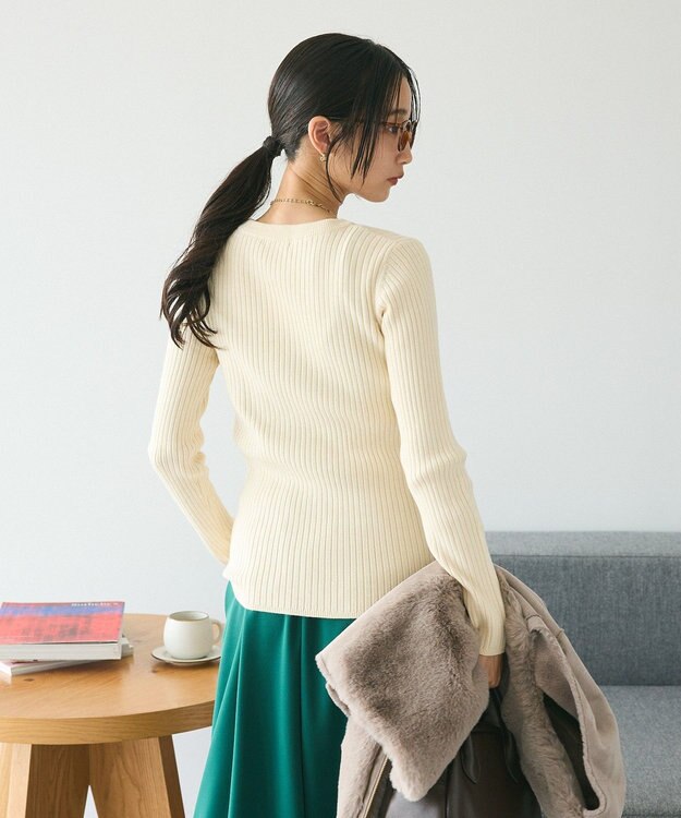 CRAFT STANDARD BOUTIQUE 洗える/とてもちクルーネックリブニットプルオーバー Ivory