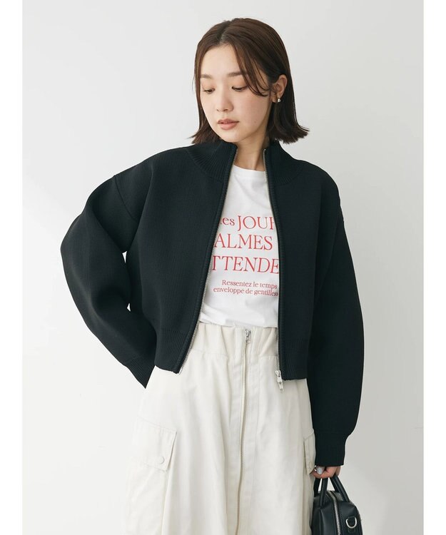 Green Parks ・ＥＬＥＮＣＡＲＥ　ＤＵＥ　ハイネックＺＩＰカーディガン Black