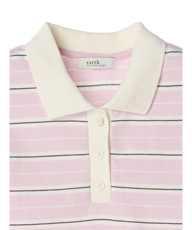 earth music&ecology 襟付きボーダープルオーバー Pink