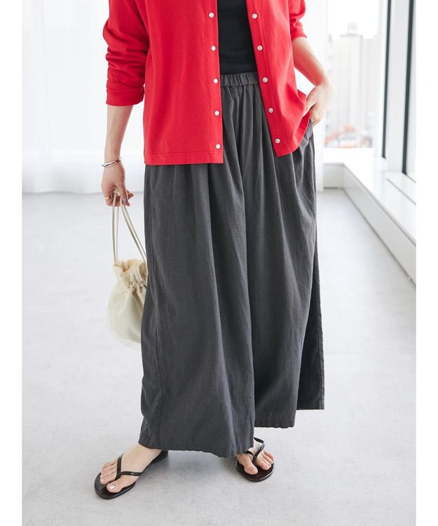 CRAFT STANDARD BOUTIQUE 【キナリノ別注】リネンレーヨンワイドパンツ Charcoal Gray