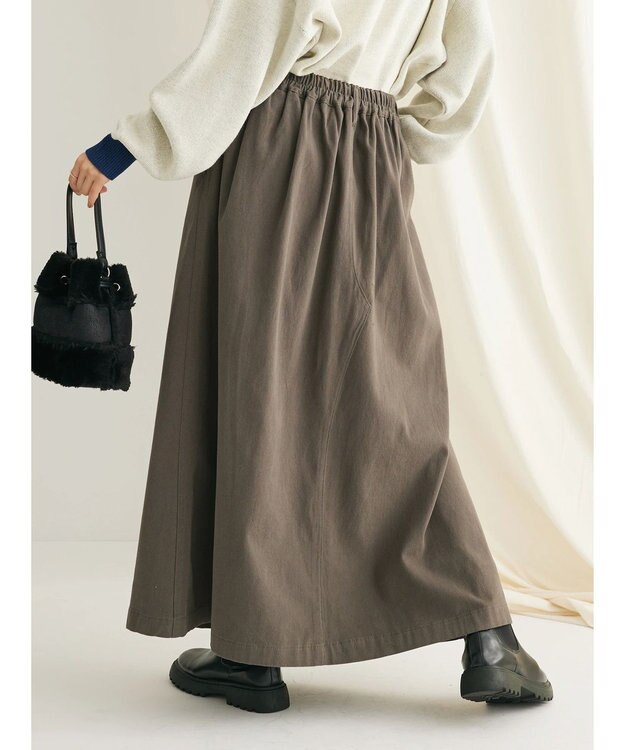 CRAFT STANDARD BOUTIQUE 綿ピーチカーゴスカート Charcoal Gray