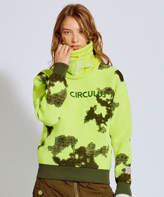 PW CIRCULUS 【WOMEN】Spark dot camouflage 軽量ニット ゴルフウェア レディース ライトグリーン系5