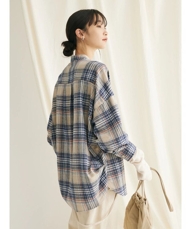 CRAFT STANDARD BOUTIQUE チェックバンドカラーサークルブラウス Beige