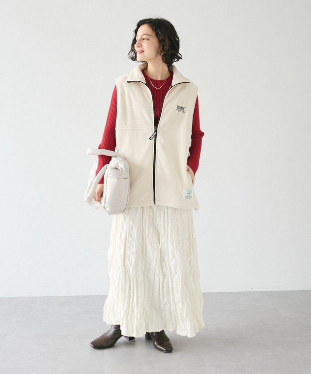 CRAFT STANDARD BOUTIQUE 洗える/とてもちクルーネックリブニットプルオーバー Red