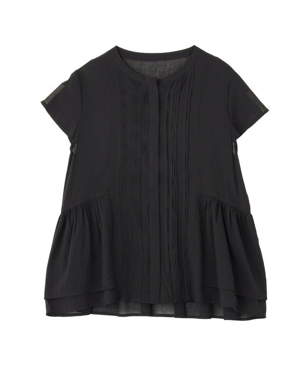 YECCA VECCA ペプラムシアーブラウス Black
