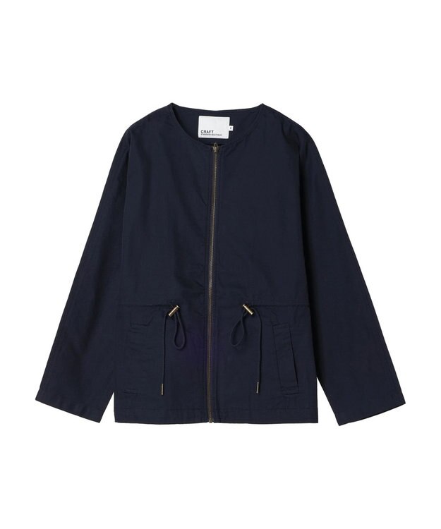 CRAFT STANDARD BOUTIQUE コットンギャバジンノーカラーＺＩＰブルゾン Navy
