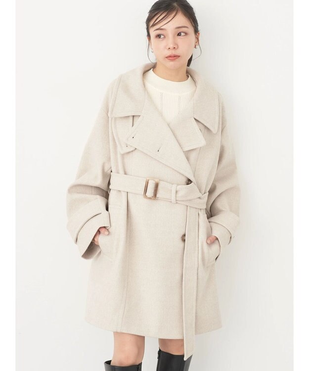 earth music&ecology ２ｗａｙカラーミドル丈コート Light Beige