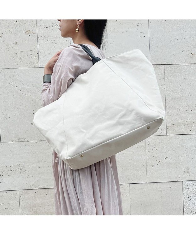 UNBILLION perche パラフィンキャンバス2wayボストントート アイボリーブラック