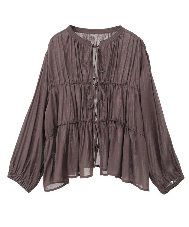YECCA VECCA リボンデザインシアーブラウス Brown