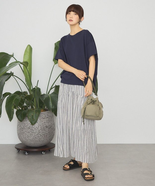 AMERICAN HOLIC 楊柳ギャザーボリュームフレアスカート Stripe