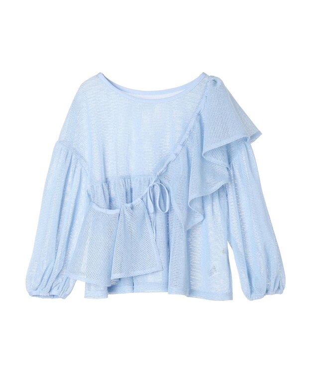 earth music&ecology マルチｗａｙカラーメッシュブラウス Light Blue