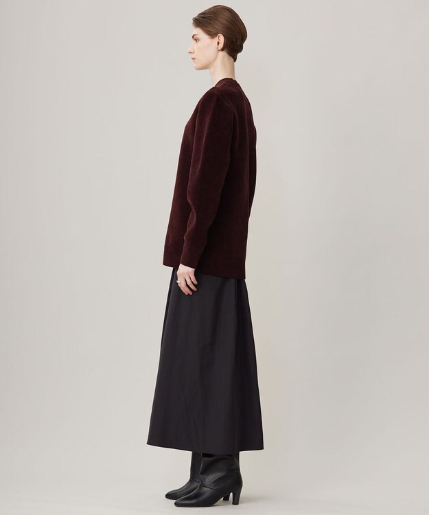 ICB L 【洗える】コットンシェニール コクーンスリーブニット バーガンディ系