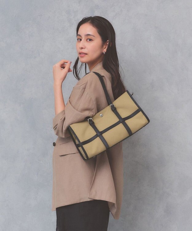 TOPKAPI 【Breath TOPKAPI】FRAME フレーム レザーベルト ワイド ミニ トートバッグ ベージュ