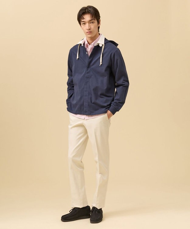 J.PRESS MEN 【フード取り外し可】フーデット ラガーシャツ ネイビー系