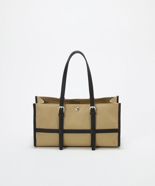 TOPKAPI 【Breath TOPKAPI】FRAME フレーム レザーベルト ワイド ミニ トートバッグ ベージュ