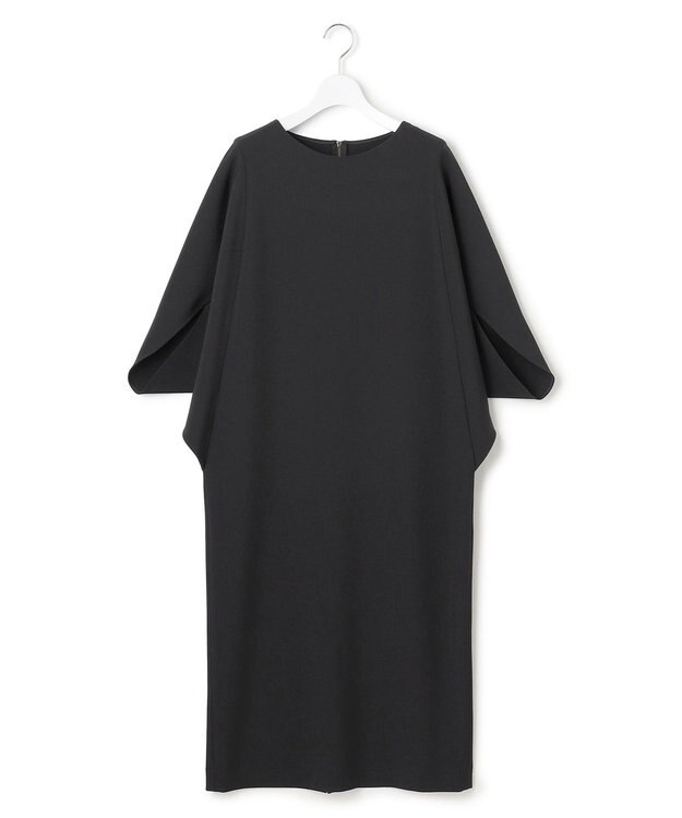 ICB 【洗える】 ウールライクストレッチ ドルマンスリーブワンピース ブラック系
