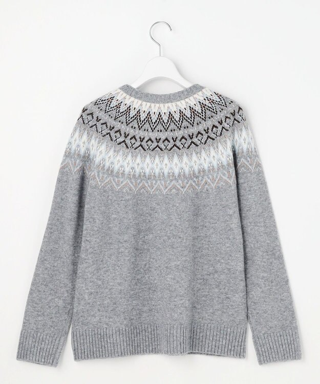J.PRESS LADIES FAIR ISLE ラウンドネック ニット グレー系