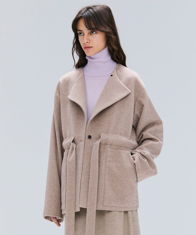 BEIGE， LABBOCK / ウール混2WAYショートコート Taupe