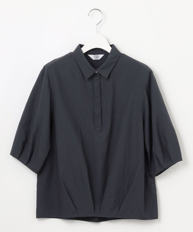 J.PRESS LADIES S 【洗える】アセテートレーヨンコットンチェック シャツカラー ブラウス ネイビー系