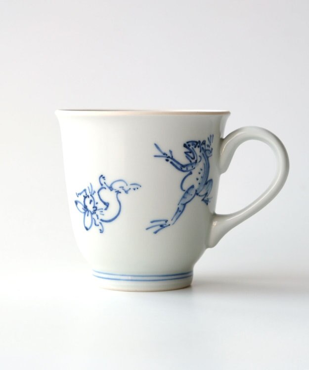 たち吉 【たち吉】鳥獣戯画 マグ 染付〈1個〉 京焼・清水焼 ホワイト×ブルー