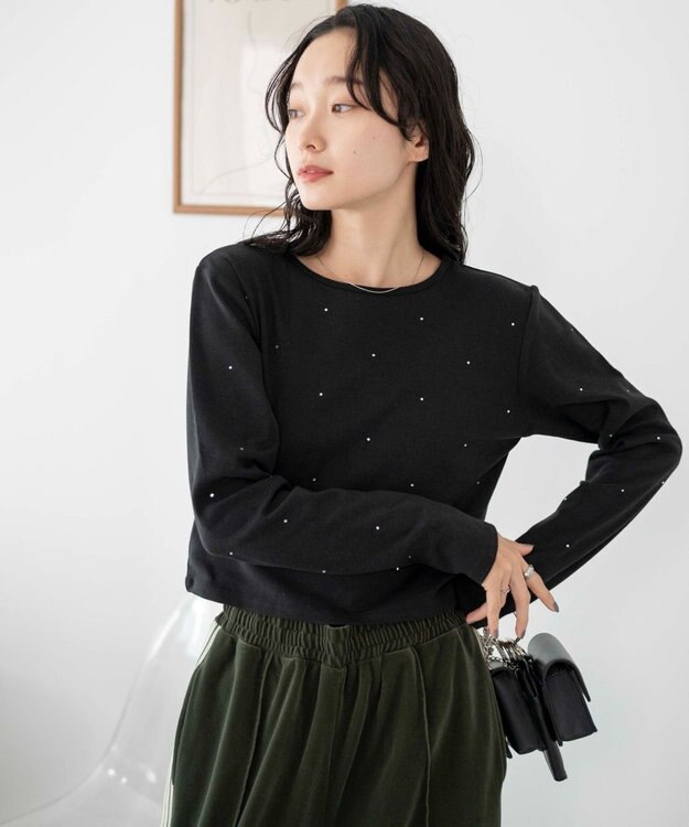 WEGO ラインストーンドットロンT ブラック