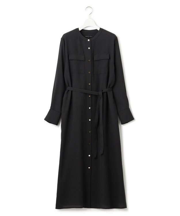 23区 ポリエステルウール シャツワンピース チャコールグレー系