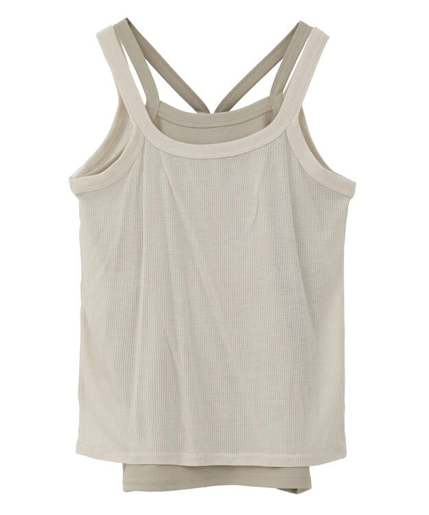 earth music&ecology 配色レイヤードタンクトップ Gray Beige