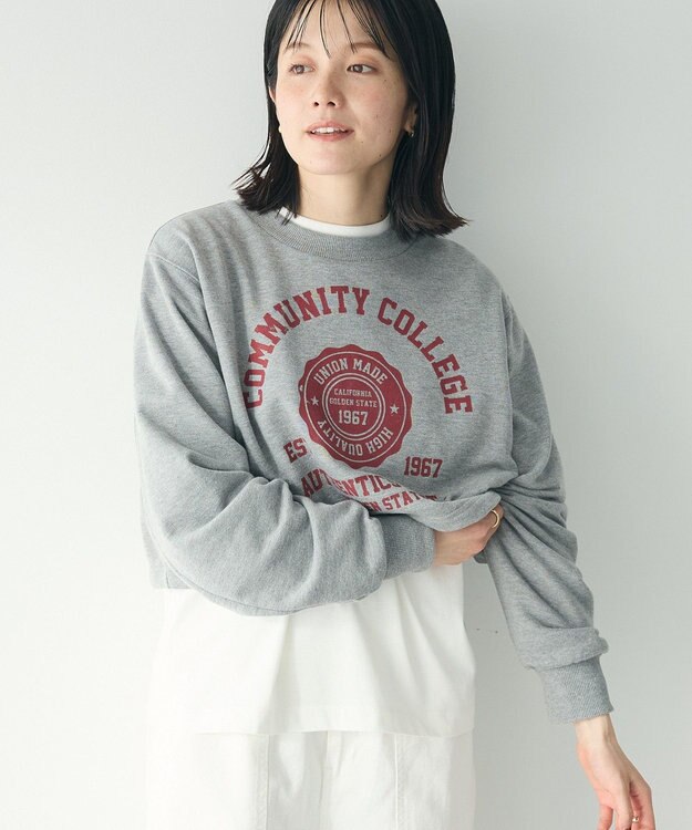 CRAFT STANDARD BOUTIQUE カレッジプリントショートプルオーバー Gray Mixture