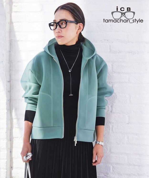 ICB L 【ICB×tamachan_style コラボ】　シアーパーカー スモーキーグリーン系