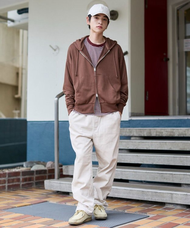 WEGO 【ユニセックス着用ITEM/ウエストゴム/SMLサイズ展開】コーデュロイイージーストレートパンツ ライトベージュ