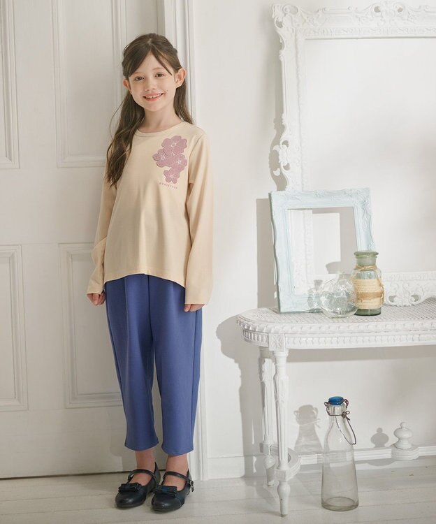 組曲 KIDS 【110-140㎝】サラリとフラワーモチーフ Tシャツ エクリュ