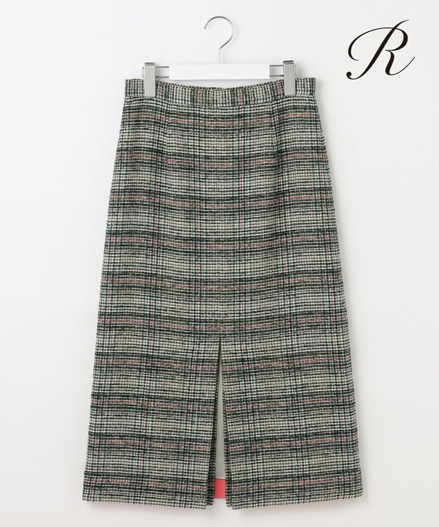 23区 L 【R(アール)】カラーウィンドウペンチェック スカート グリーンxブラウン