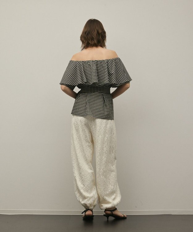 GRACE CONTINENTAL チェックケープブラウス ベージュ