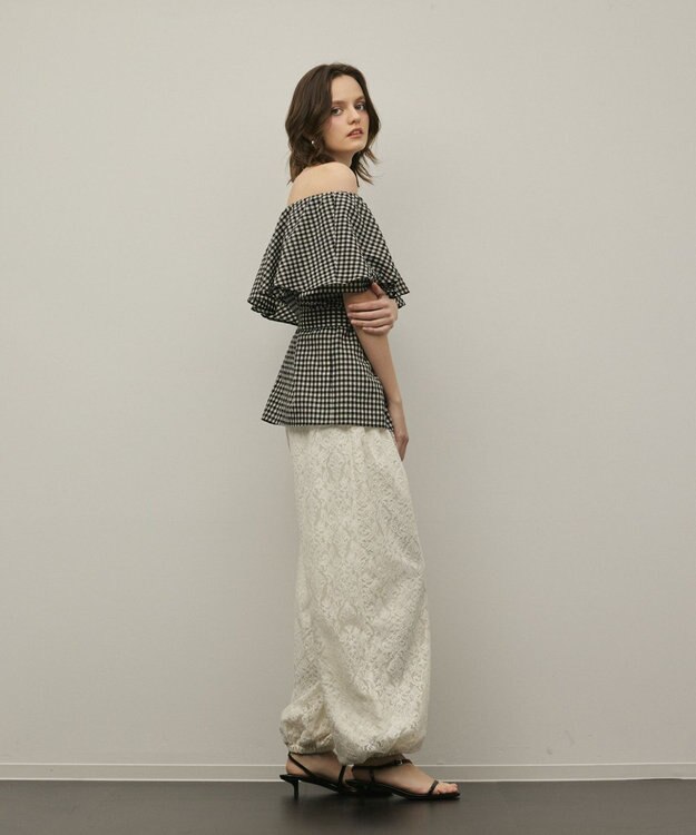 GRACE CONTINENTAL チェックケープブラウス ベージュ