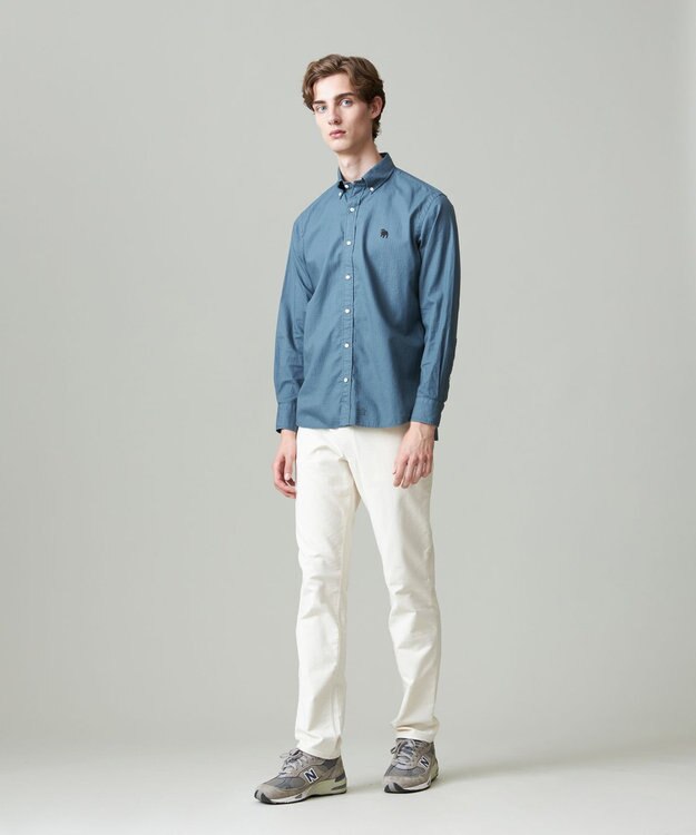 J.PRESS MEN 【大人気バックブル】オックスフォードストライプ チェック ガーメントダイ シャツ スモーキーグリーン系3